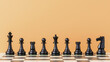 © Tee nuT - Classic chessboard with black pieces arranged, showcasing strategy and elegance