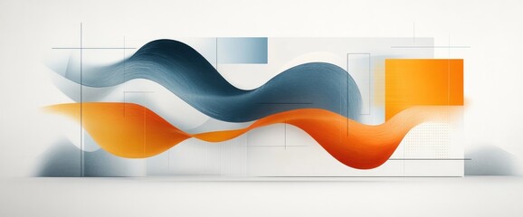 Poster - Abstract composition with flowing organic shapes and geometric forms