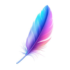 Poster - Colorful feather with gradient shades of blue and pink showcasing vibrant design and intricate details