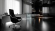 © Jolin - Minimalist black office with modern chair and sleek desk, embodying simplicity and elegance in design.