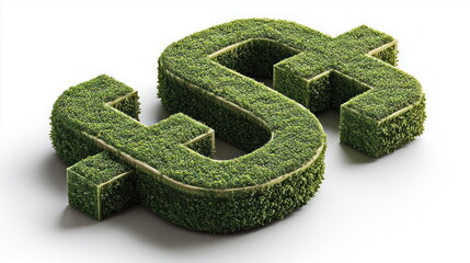 Poster - Green dollar symbol made of grass against a white background signifies growth, wealth, and environmental responsibility with eco friendly investment.