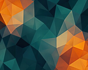 Aufkleber - Abstract geometric background with teal and orange triangles creating a modern and visually interesting polygonal mosaic texture design.