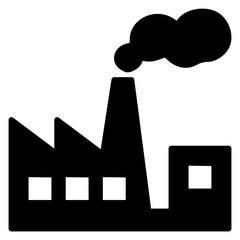 Poster - Factory Icon Emitting Smoke Minimalist solid Art Industry. 42 pixels editable