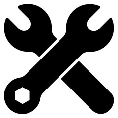Poster - Two Wrenches Crossing solid Art Style Mechanical Tools Repair Concept. 42 pixels editable