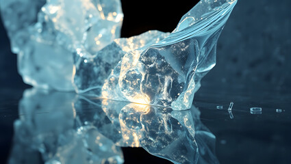 Fototapete - Crystalline Structure with Light Flowing Through Abstract Ice Art