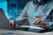 © Dee karen - Businessman doing online survey to fill out digital document form for business performance review, document management concept, online document database and digital filing system or software.