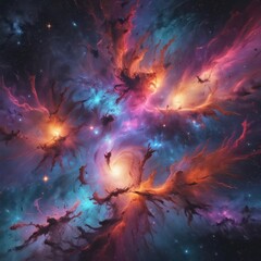 Wall Mural - Abstract cosmic nebula, swirling galaxies, vibrant stardust , wallpaper, artwork
