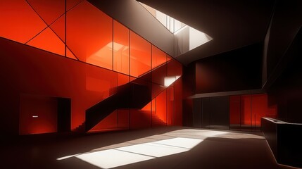 Poster - Abstract Architectural Interior with Geometric Lines and Dramatic Lighting Creates a Modern and Minimalist Space for Contemporary Design