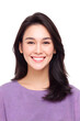 © Oksana - Studio portrait of the beautiful smiling Asian woman on white background. Close-up photo of adorable woman