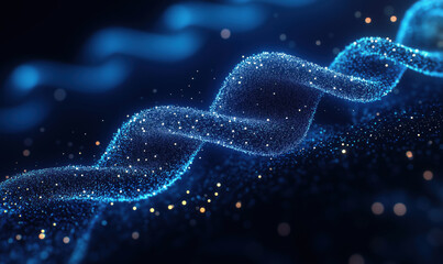Poster - Glowing Blue Wave of Particles Representing Data Flow and Connectivity.