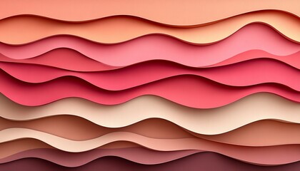 Aufkleber - Abstract Background, 3D Layered Paper Waves in Earthy Tones, Fluid Design, Dynamic Texture