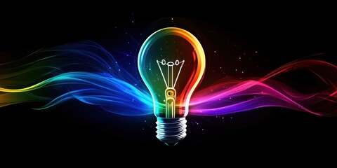 Poster - colorful light bulb with vibrant waves representing creativity and innovation
