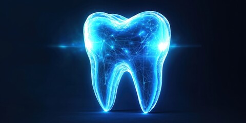 Poster - Digital tooth illustration representing dental health and technology advancements