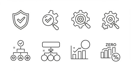 Data Analysis and Protection Icons in Minimalist Style