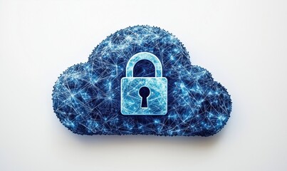 Poster - Cloud security concept with digital lock symbolizing data protection and privacy
