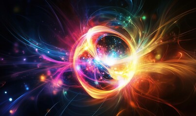Poster - Colorful abstract light trails creating a vibrant cosmic energy effect