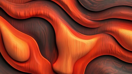 Poster - abstract orange and red wave patterns with smooth textures and flowing shapes