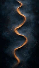 Poster - Golden Swirling River, Abstract Art Background with Golden Particles, and Dreamlike Bokeh Effect