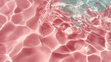 Poster - Soft pink aqua water shimmers under the light. Gentle ripples create a calming effect in this serene setting, enhancing the tranquil atmosphere of the water's surface