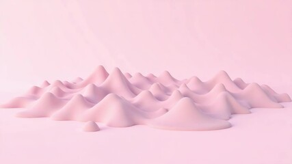 Poster - Smooth, pastel pink abstract mountains with a soft, melted appearance on a light background.