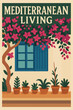 © muhammad - Mediterranean Home Illustration with Flowers, Window, and Potted Plants
