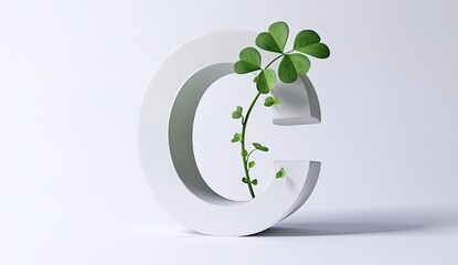 Poster - Capital letter C,  with a clover growing from the inside