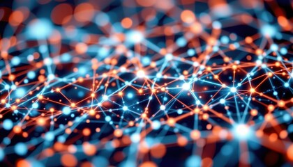 Fototapete - this background image showcases a complex network of interconnected dots and lines, symbolizing the intricate structure of data visualization in modern technology.