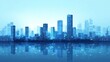 © acilll - Serene Cityscape at Dawn: A Futuristic Metropolis Reflected in Calm Waters
