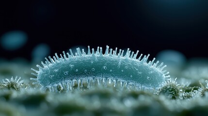 Poster - Close-Up View of a Superbug Cell Wall Demonstrating Resistance to Penetration and Its Complex Structure Under Microscope
