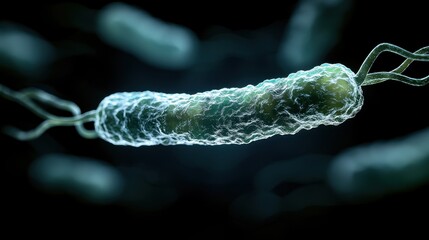 Poster - Detailed Close-Up of a Superbug Cell Wall Displaying Resistance Mechanisms Against Penetrative Agents
