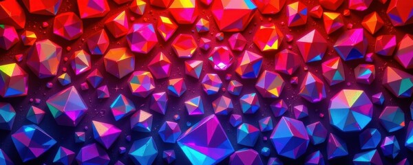 Poster - the vibrant hues of the stone crystals on the led wall background create a mesmerizing display of colors