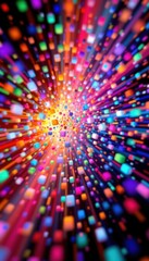 Poster - a vibrant and dynamic background featuring a mesmerizing display of abstract color particles in a bitmap image, creating a visually stimulating and modern aesthetic.