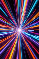 Poster - a vibrant and dynamic abstract background featuring neon lights creating a mesmerizing pattern of glowing lines and colorful illumination