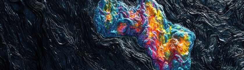 Poster - Abstract Representation of Bacteria Breaking Down Toxic Substances in an Artistic Style Using Colorful Patterns and Textures