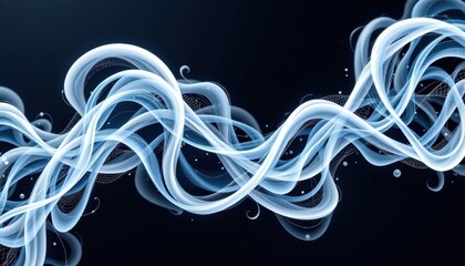 Poster - an intricate composition of interweaving white and blue abstract fractal curves and lines creates a mesmerizing and dynamic pattern against a dark background