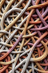 Poster - the abstract fractal background texture features an intricate pattern of woven yarns crossing on a diagonal with curves and spirals
