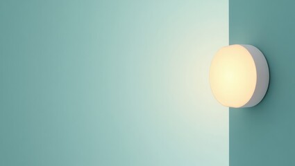 Poster - Shower Lamp. Soft Gentle Glow. Isolated background, copyspace.. Shower lamp casts soft gentle glow on isolated room with empty space around it.