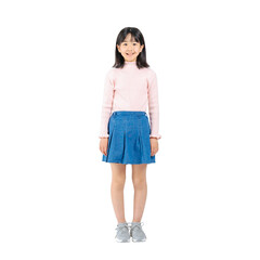 Poster - 笑顔で立つ女の子　手作業で精密に切り抜いた背景透過全身写真PNG