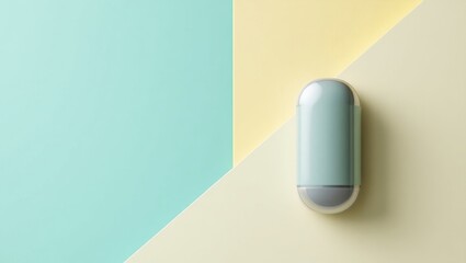 Poster - Siteliner. Pill alone stands. Isolated background, copyspace.. Solitary pill rests against wall in empty space, evoking feelings of loneliness and isolation.