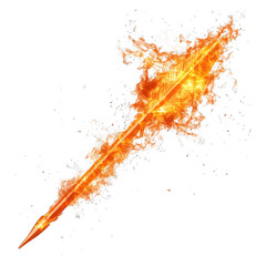 Wall Mural - Fire Quill Pen Isolated on Transparent Background, Orange Glowing Detailed Flames Effect