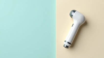 Poster - Skin Tightening Device. Cosmetic skin rejuvenation. Isolated background, copyspace.. Hair dryer symbolizes desperate attempt at youthful appearance through cosmetic means in sterile setting.