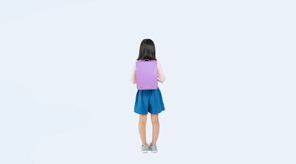 Aufkleber - ランドセルを背負った小学生の女の子の後ろ姿の全身写真（切り抜き背景透過PNGも販売しております。↓作成者リンクから「PNG」で検索してください）