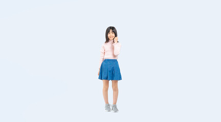 Aufkleber - ガッツポーズする女の子の全身写真（切り抜き背景透過PNGも販売しております。↓作成者リンクから「PNG」で検索してください）