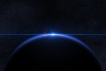 Wall Mural - blue planet earth in the space. view of the abstract planet, nebula and galaxy. concept on the theme