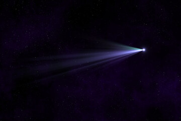 Wall Mural - comet in starry space. a long gas-dust tail of a comet in space. falling comet.
