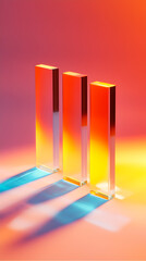 Wall Mural - three transparent glass blocks with gradient color illumination