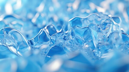 Wall Mural - Abstract close-up of a dynamic blue icy surface.