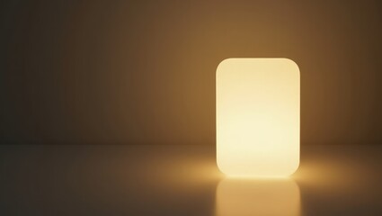 Poster - Soft light. Warm glow. Minimalist style. Room decor. Abstract background. Modern design. Ambient illumination. Yellow tones. Relaxation mood. Cozy atmosphere. Asian adult. Technology usage. Electroni