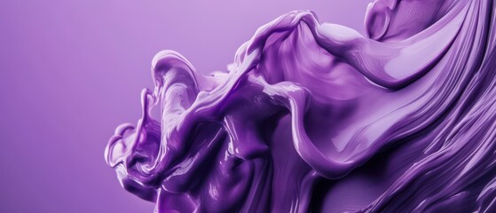 Poster - Abstract purple fluid wave with glossy texture, creating a dynamic and elegant background for modern design and artistic concepts