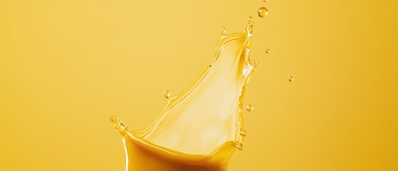 Poster - Refreshing splash of vibrant yellow liquid, creating dynamic movement and texture against a solid background Concept of juice, energy, and summer